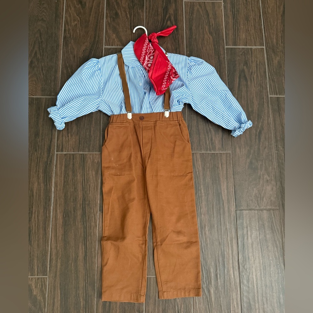 🦄Kids Cowboy/Conductor Costume with Blue and Brown Outfit
